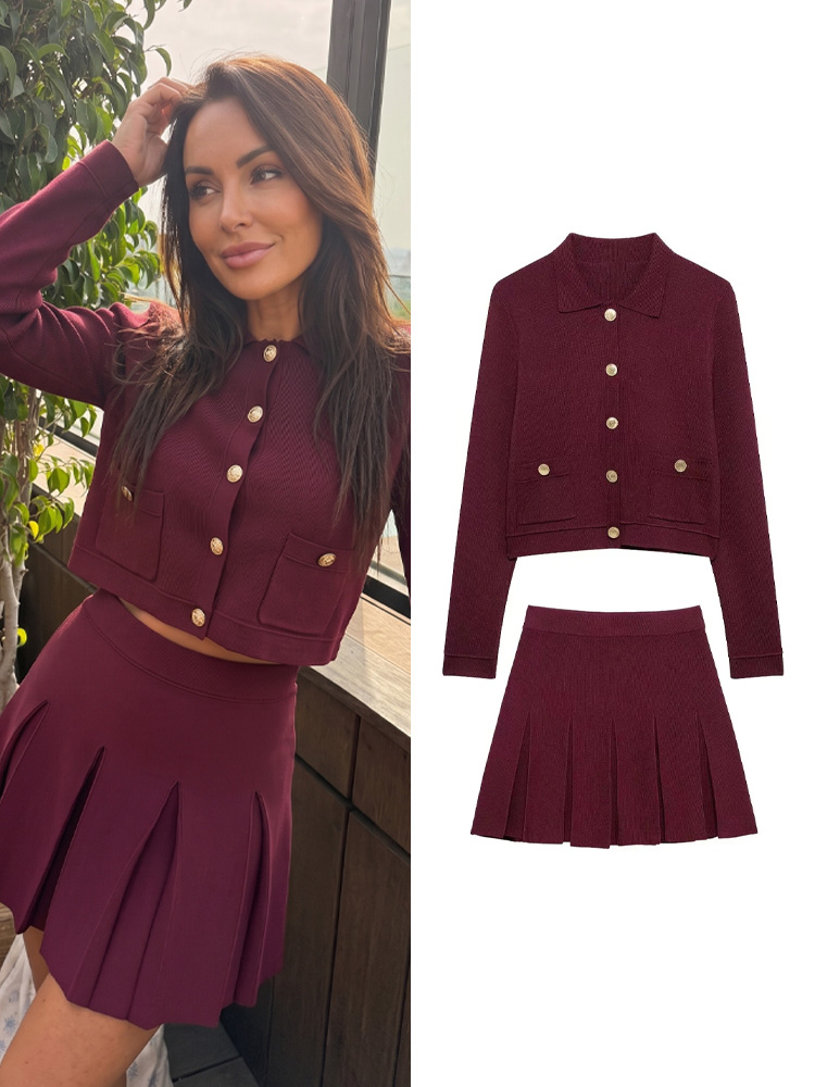 Longline Cardigan Knit - HH Setelan Rok Merah Rajutan Wanita