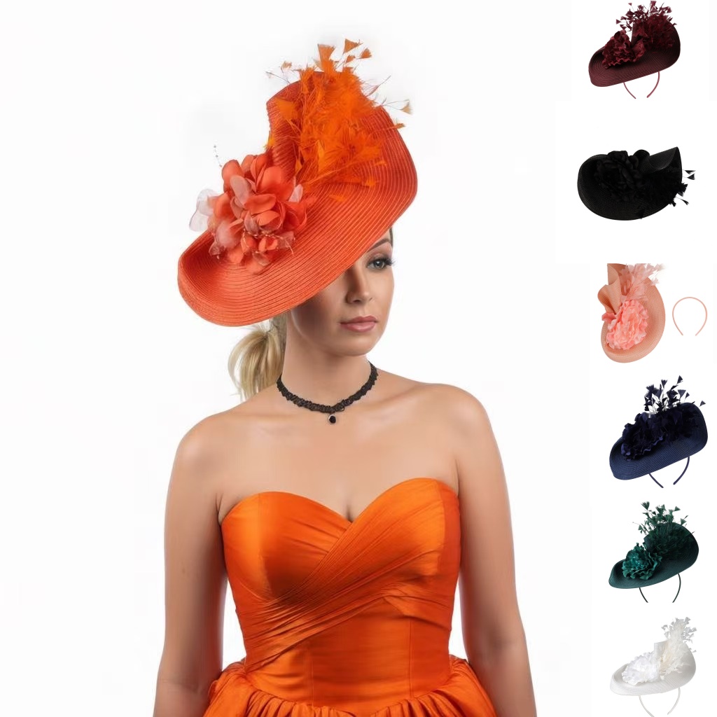 Women'S Fashion Kentucky Derby - Topi Fascinator Bulu Jerami 2026, Topi