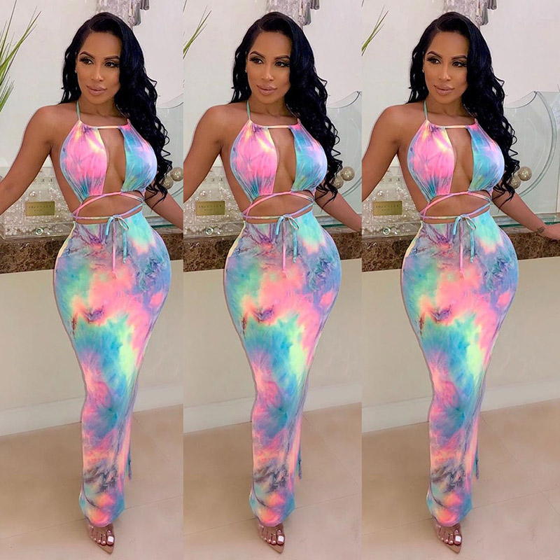 Tie Dye Two Piece - Set dua potong seksi pewarna dasi,