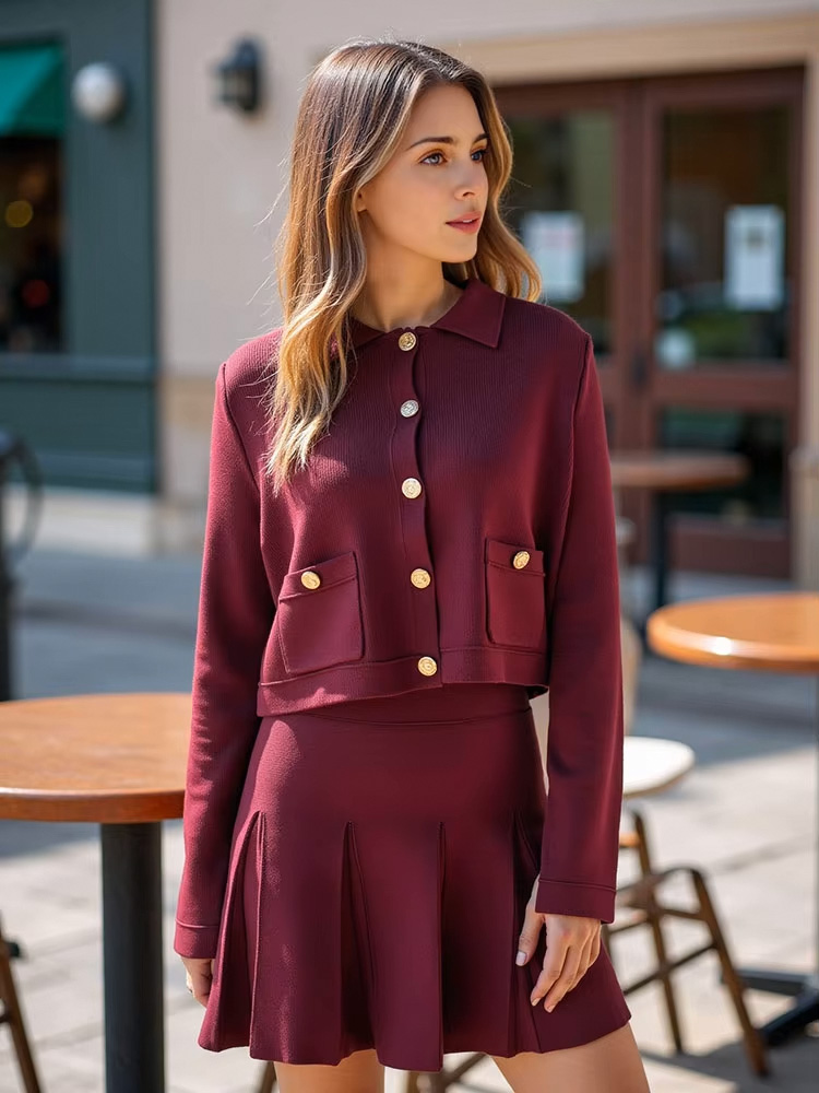 HH Setelan Rok Merah Rajutan W - Longline Cardigan Knit ulasan dan harga