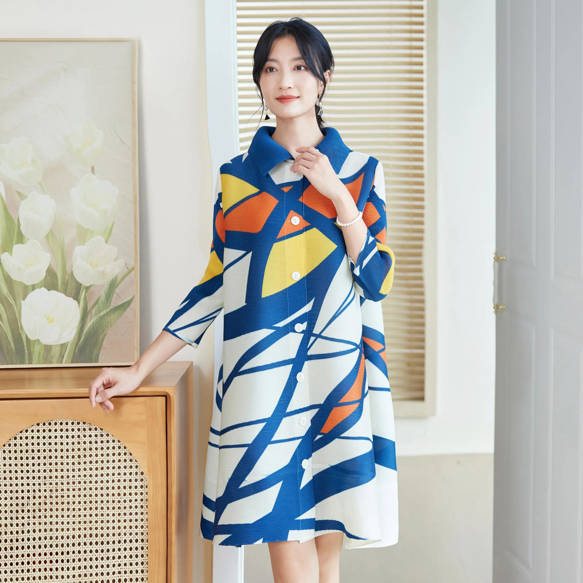 Gaun Lipit Gaya Miyake untuk W - Longline Cardigan Knit ulasan dan harga