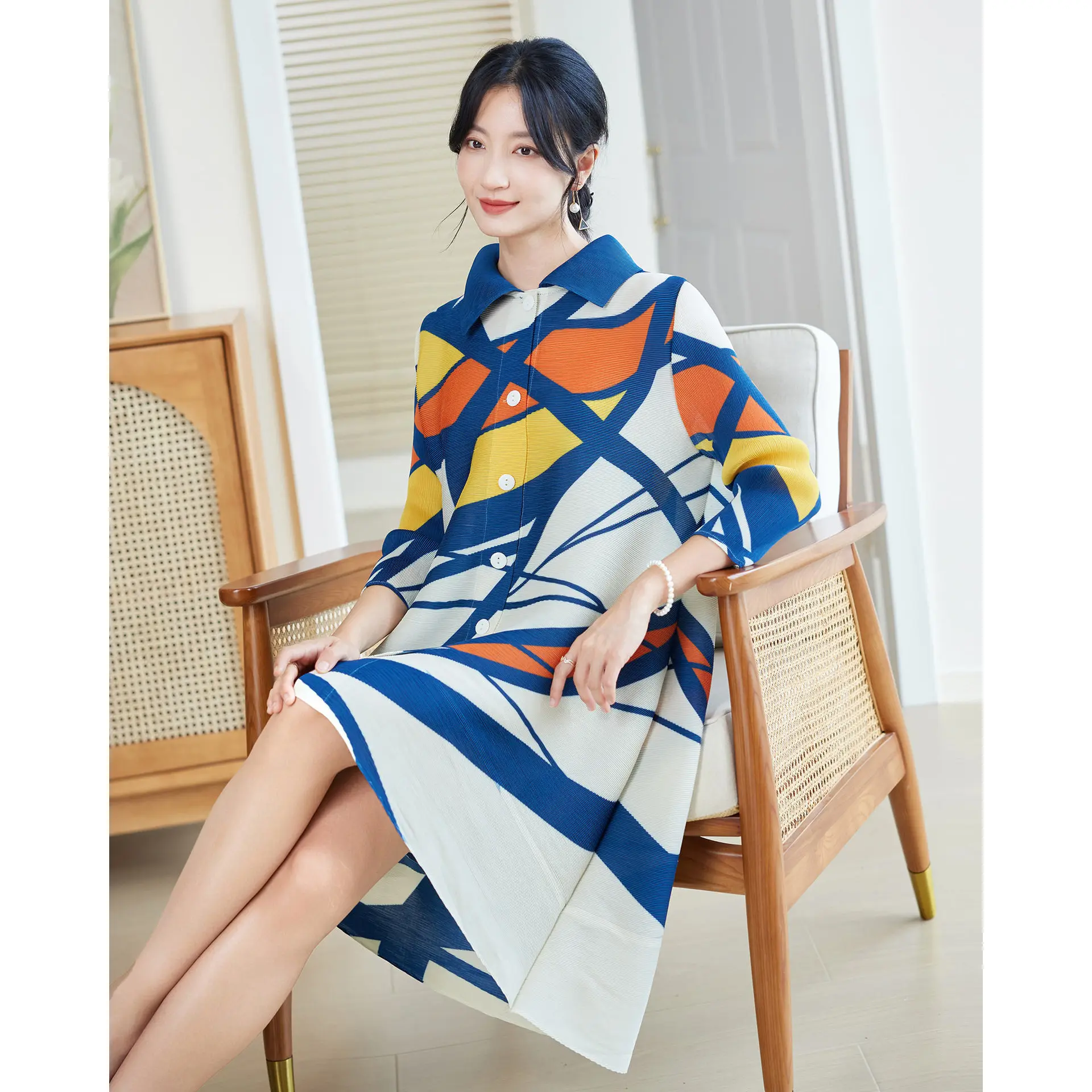 Gaun Lipit Gaya Miyake untuk W - Longline Cardigan Knit ulasan dan harga