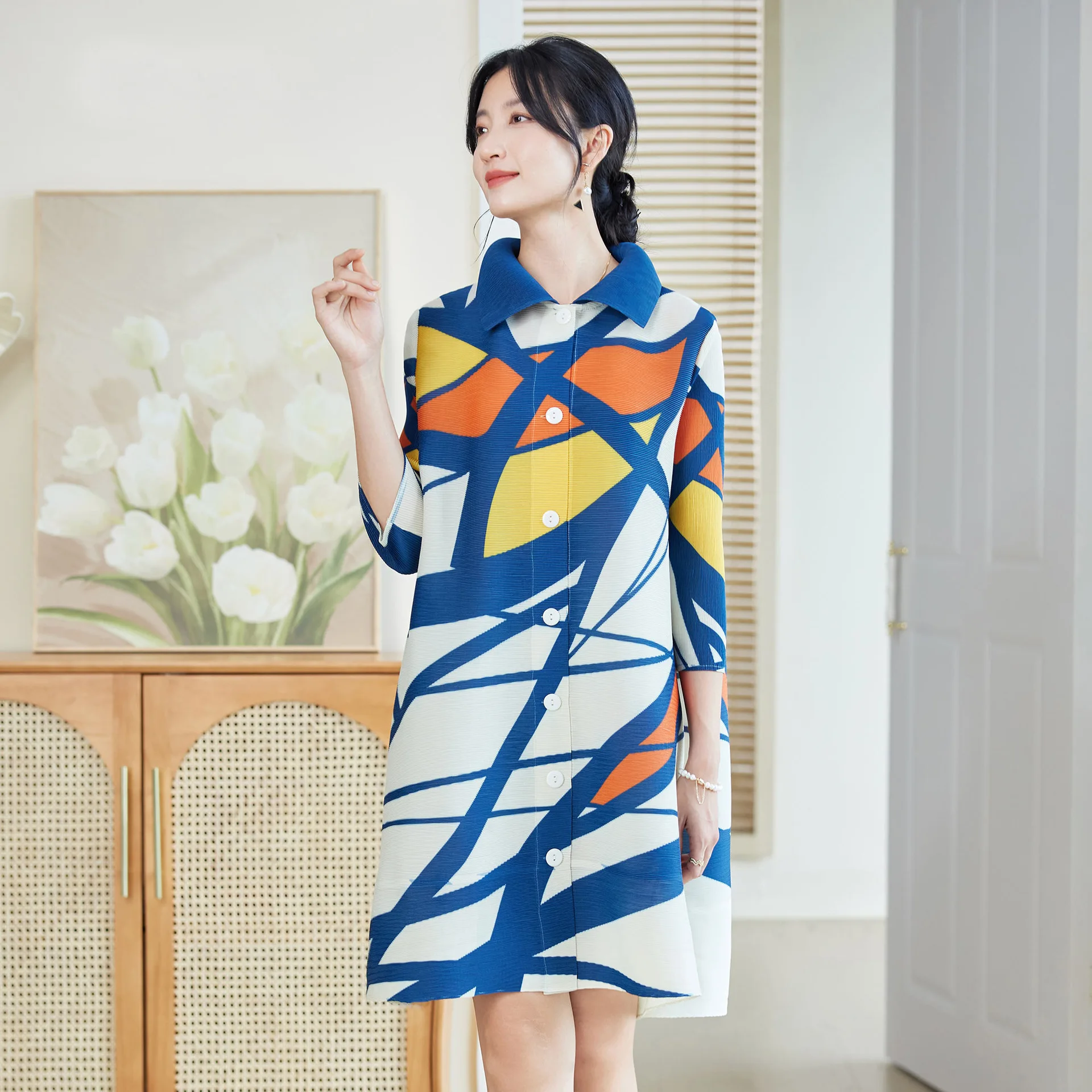 Gaun Lipit Gaya Miyake untuk W - Longline Cardigan Knit ulasan dan harga