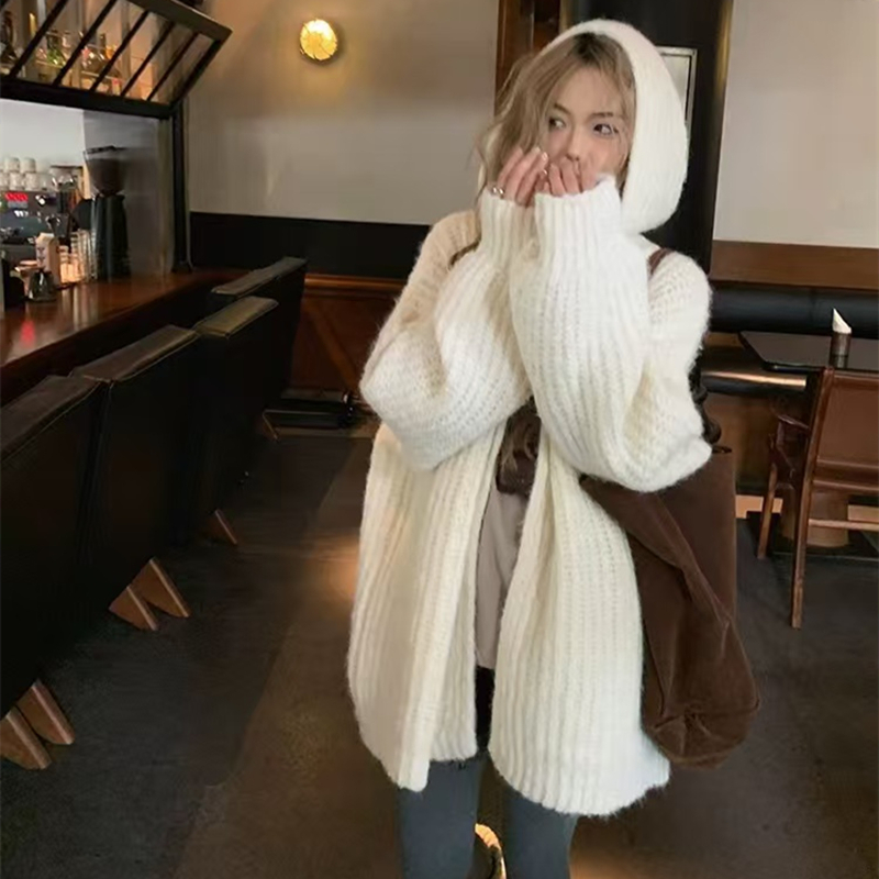Kardigan Berkerudung Depan Ter - Longline Cardigan Knit ulasan dan harga