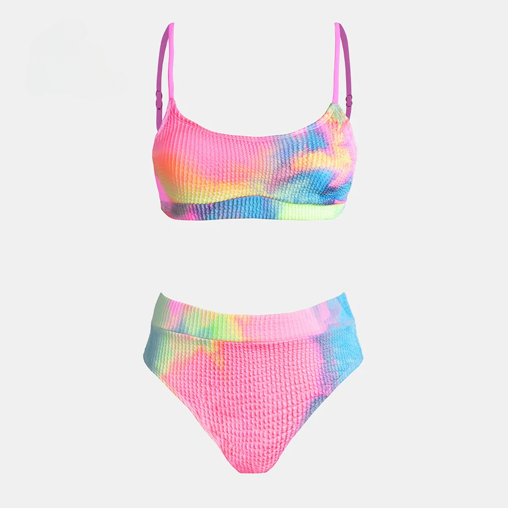 Set Bikini Pinggang Tinggi Cel - Tie Dye Two Piece ulasan dan harga