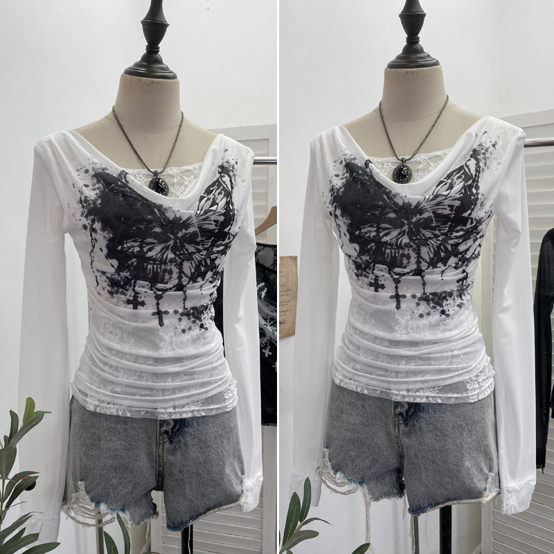 T-shirt Lengan Panjang Jaring  - Tie Dye Two Piece ulasan dan harga