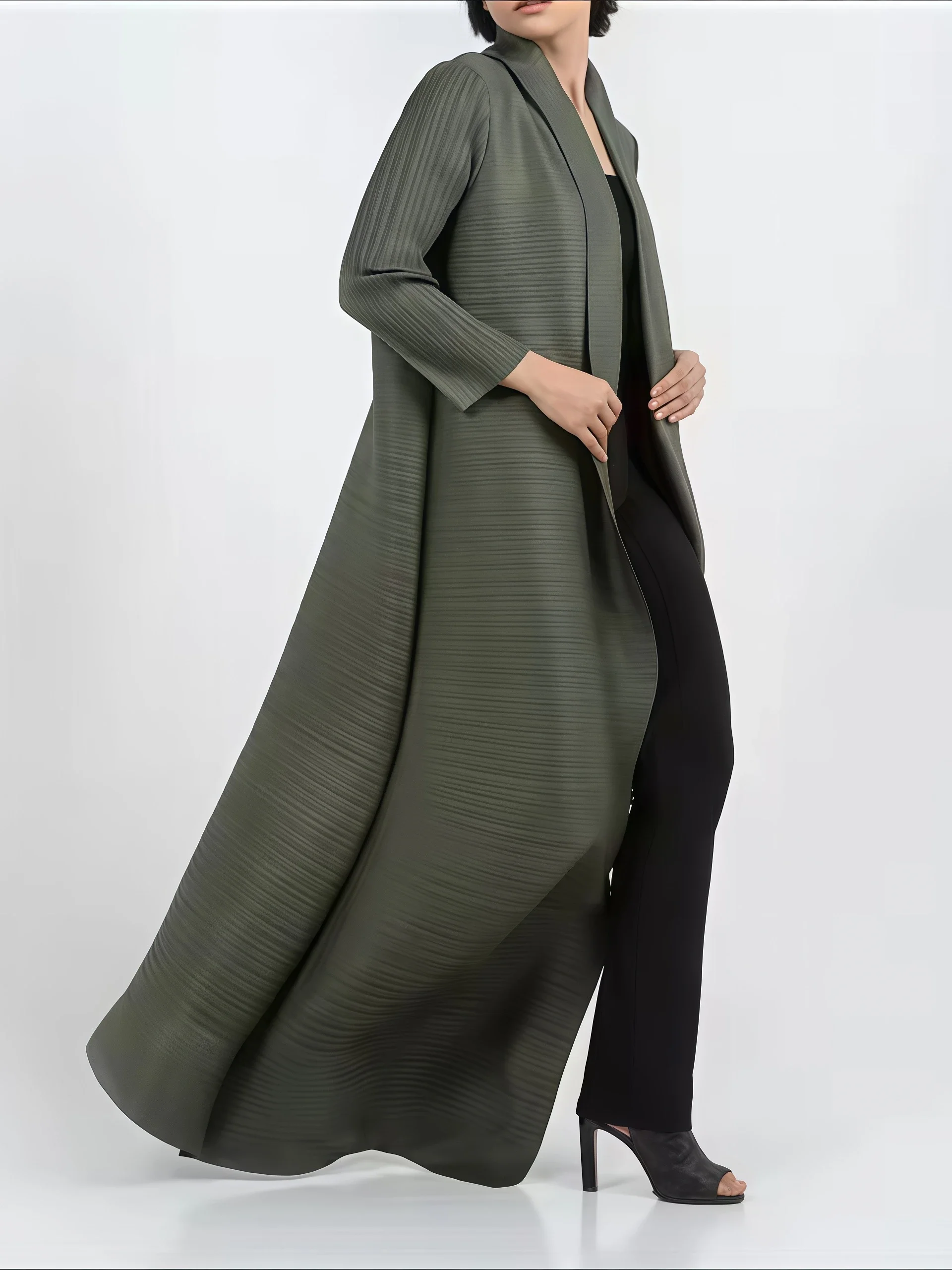 YUDX Miyake jubah lengan panja - Longline Cardigan Knit ulasan dan harga